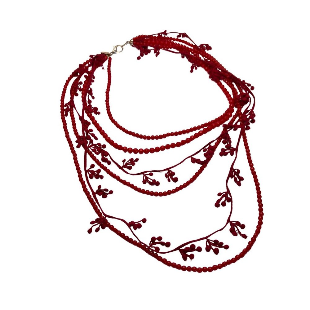 Mango Red Five Layer Necklace - Picture 3 of 7